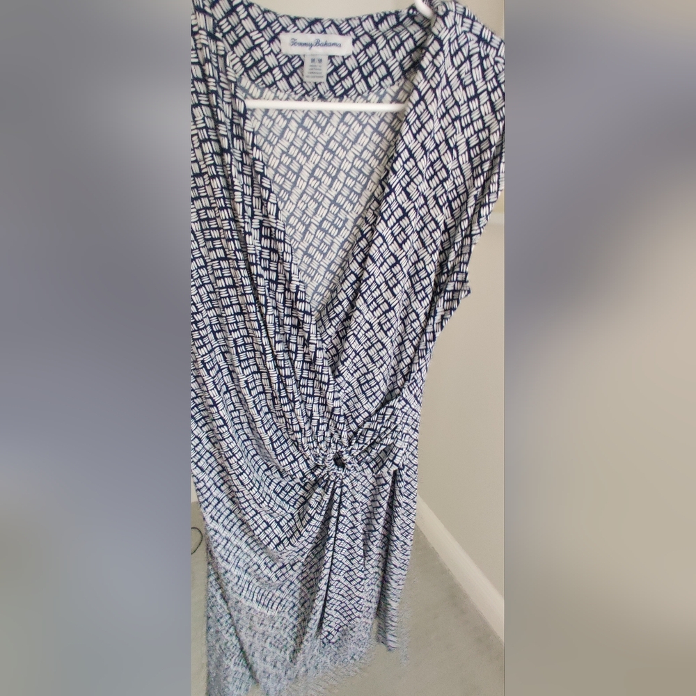 TOMMY BAHAMA Women's Side Gathered Blue Dress  Size Medium
